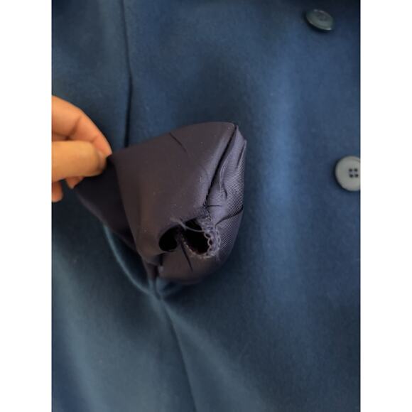 Vintage Ferncroft Full Length Wool Coat Women's 10 Cobalt Blue Double Breasted - Picture 5 of 15